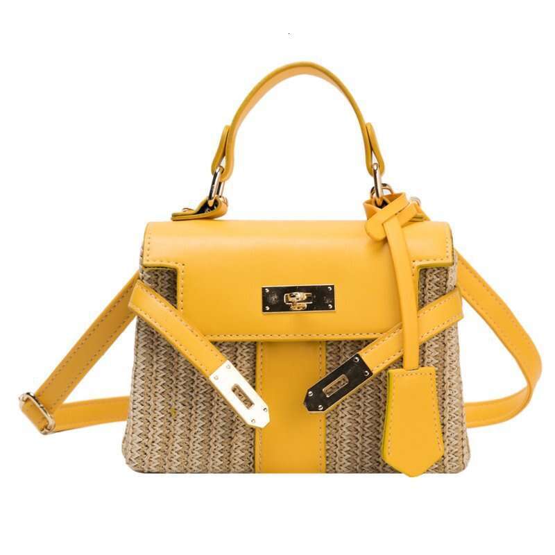 Women's 2025 New Handmade Rattan Woven Summer Fashion Versatile Straw Handbag Small Square Bag
