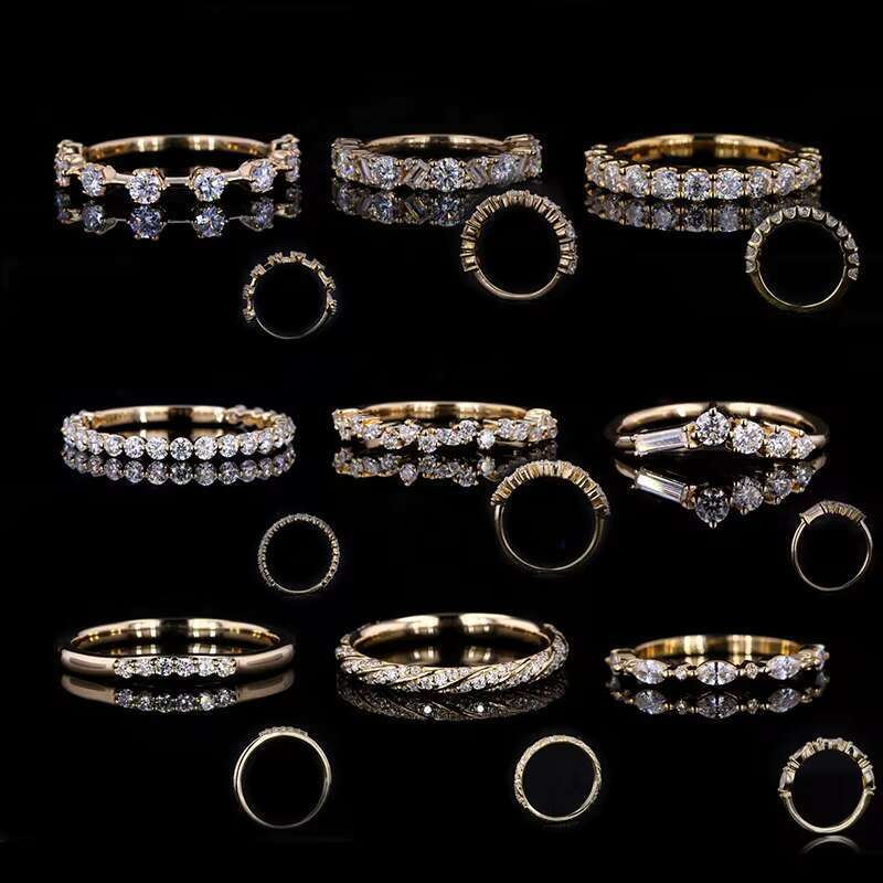 Starsgem Wholesale Custom Moissanite Gold Ring Mens Moissanite Ring Half Row Moissanite Diamond Ring