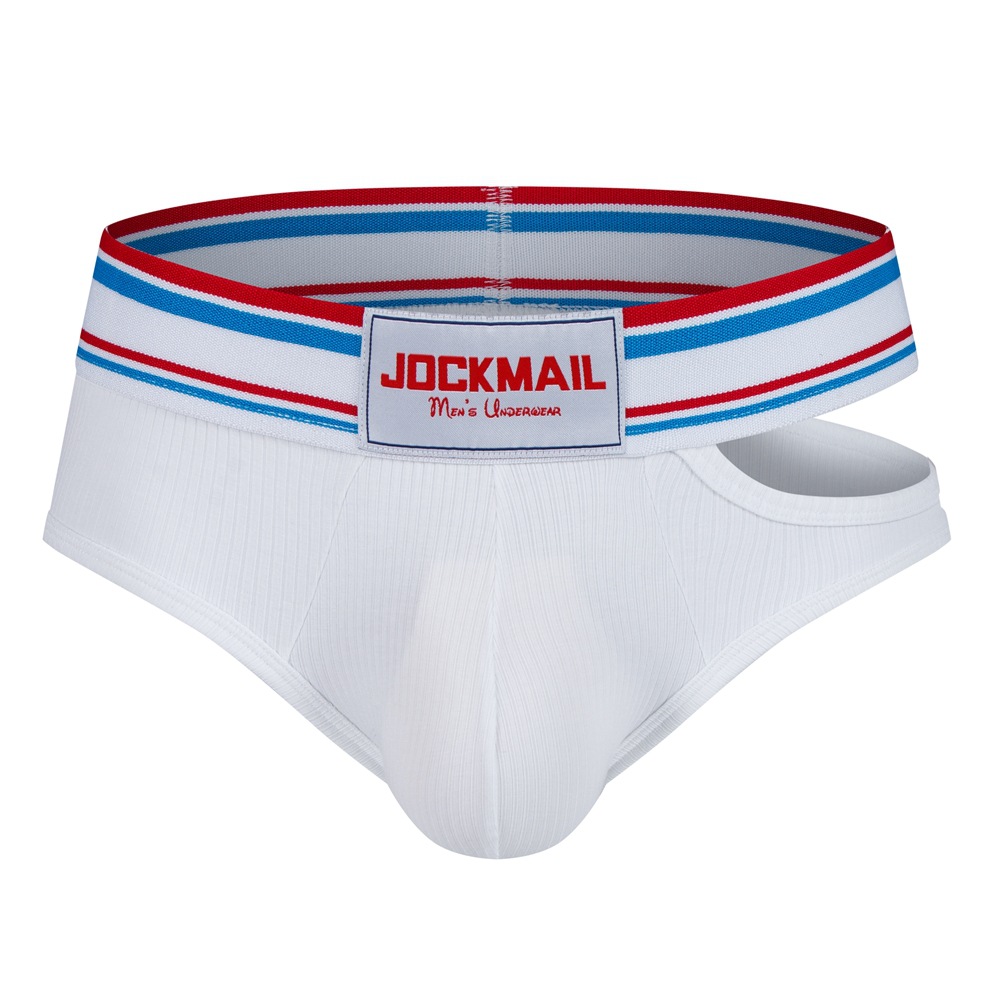 UpUns New Mens Cotton Briefs Sexy U-Pouch Side Opening Low Waist Breathable Hollow Design Soft Pit Stripe Underwear Wholesale