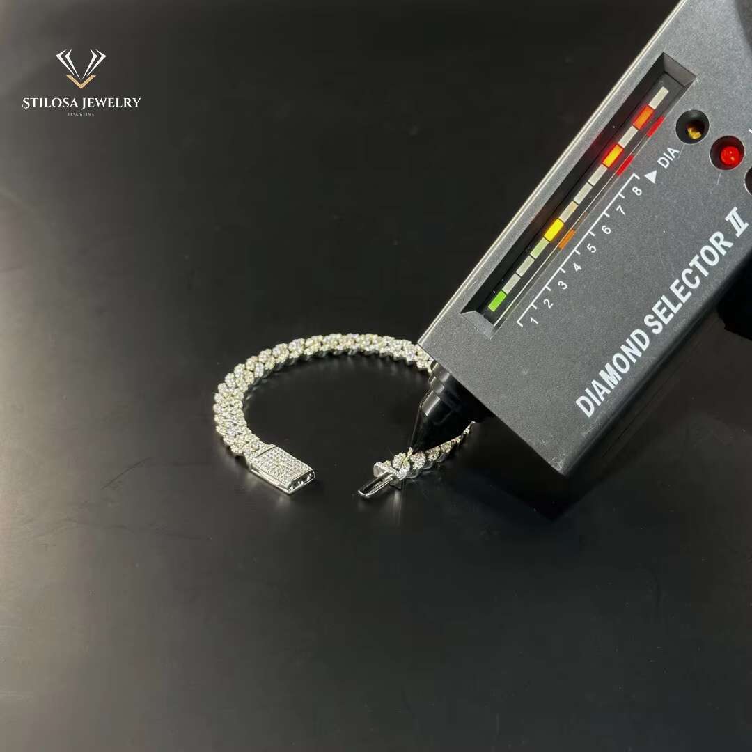 Fashion Jewelry Bracelet Cute Necklace 6mm 8mm Width Couple Vvs Moissanite Cuban Link Chain With Silver Bracelet