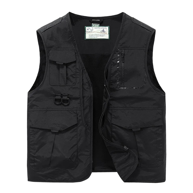 Men Outdoor Multi Pockets Pography Sleeveless Jacket Cargo Vests Summer Thin Mesh Breathable Waistcoats Male Casual Vests 250617