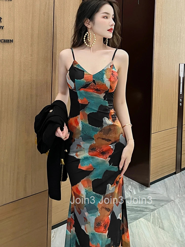 Korean Elegant Women Evening Dress Vintage Sexy V-Neck Skinny Slim Midi Party Club Beach Stretchy Lady Robe Femme Mujer Vestidos