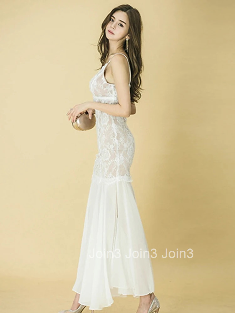 Summer Lace Evening Long Dress For Women Elegant Chic Sexy Strap Low Cut Wrap Hip Maxi Party Prom Beach Robe Femme Mujer Vestido