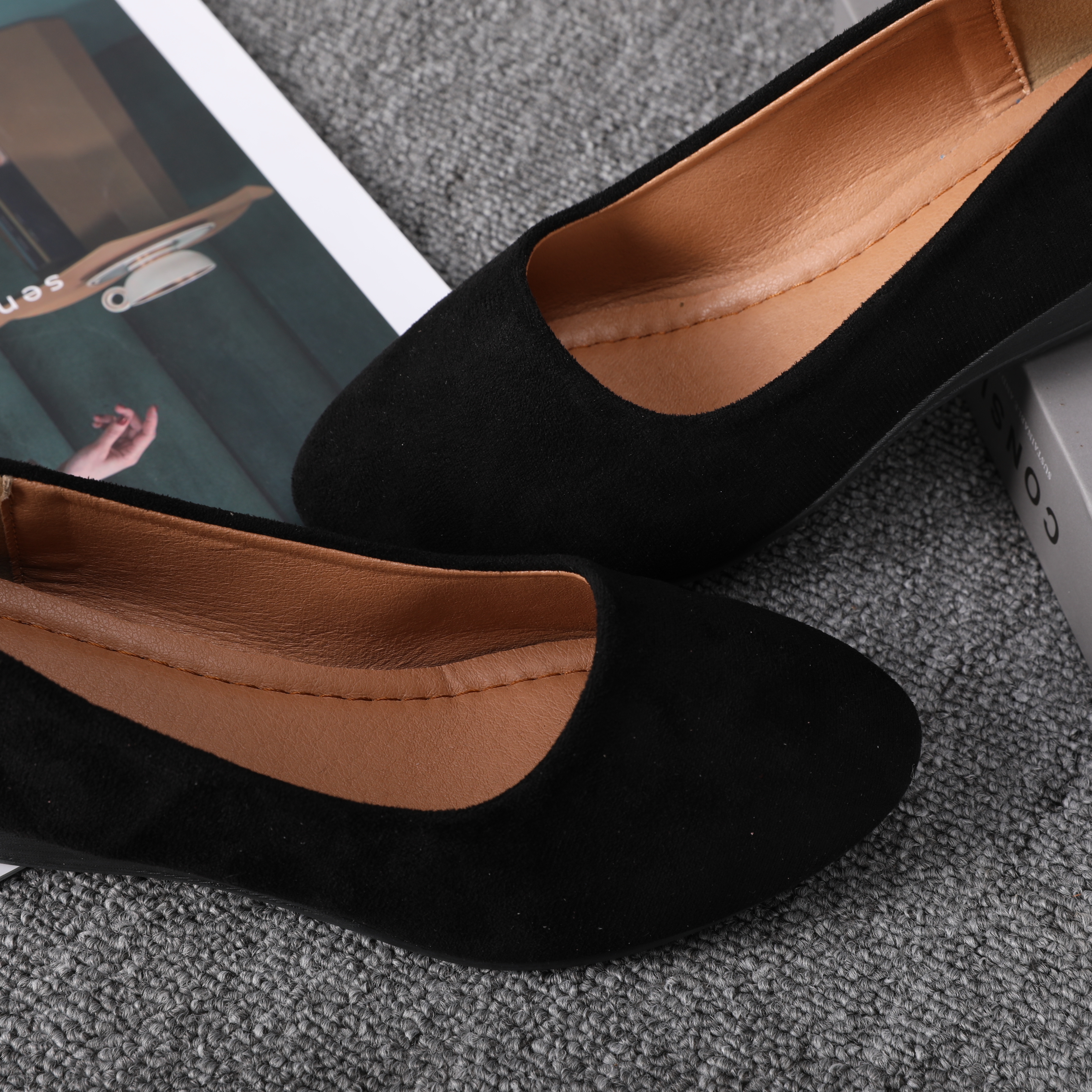 222-Women's Four Seasons Classic Cloth Shoes Pumps Pumps with Round Toe Elegant Slanted Heels Work Shoes