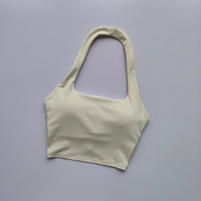 Summer's new sexy neckband with breast pads, beautiful back sports bra, female beauty, bare back, pleated and gathered sports bra
