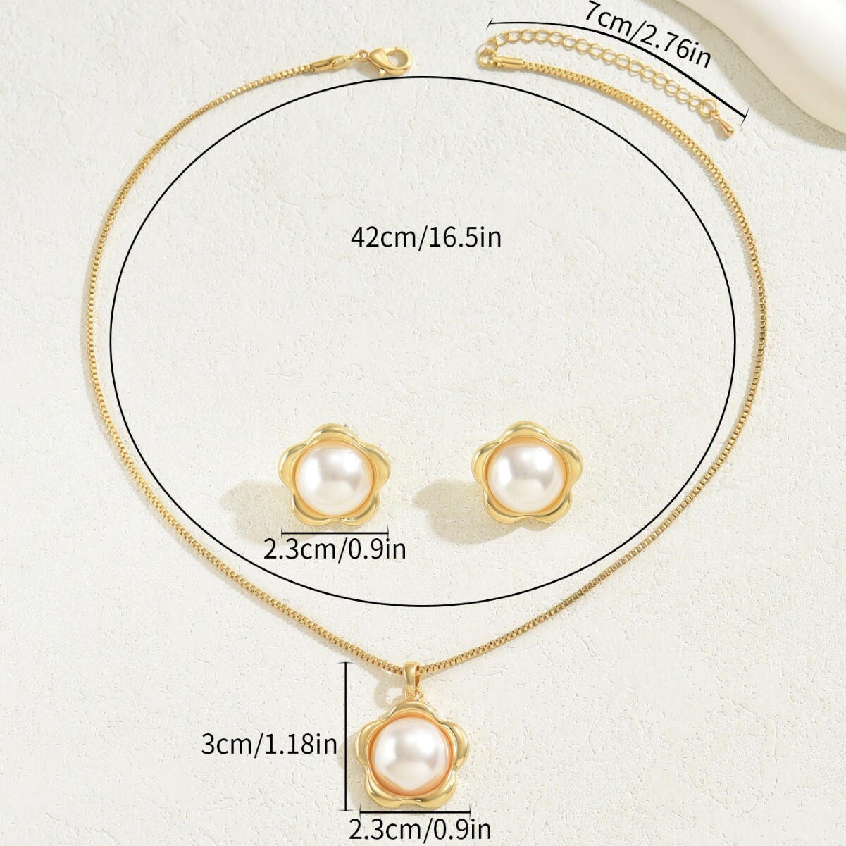 Style Women's Long Necklace Set With Unique Inlaid Pearls, Design Earrings, Jewelry