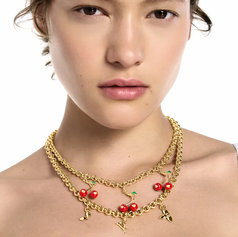 Newest Women Cherry Pendant Necklaces 18K Gold Plated Fashion Cherry Earrings Cherry Bracelets For Girls Wedding Engagement Jewelry Gift