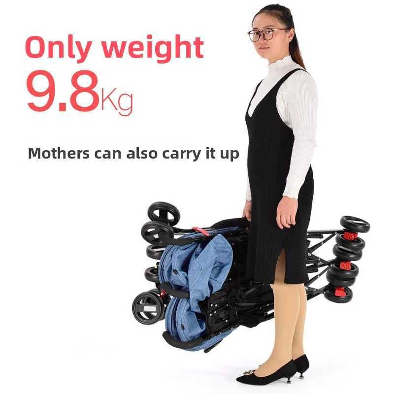 Twin Baby Stroller Sit and Recline Newborn Stroller Lightweight Foldable Double Stroller Comes with Bonus Items XJ250623