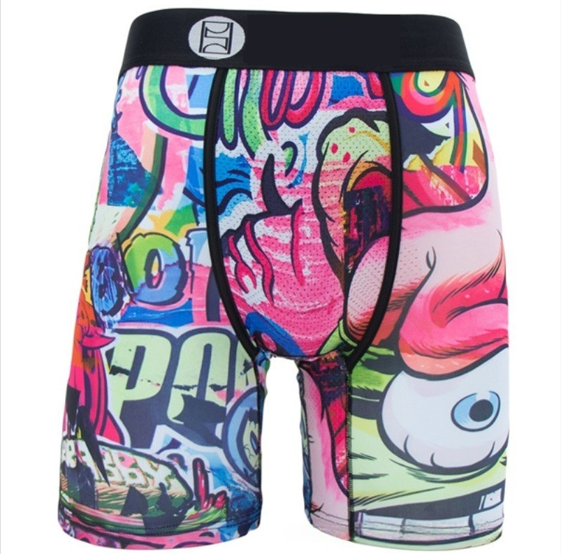 P & S & D Underpants trendy brand graphic print Men's Underwear American sport style quick-dry material for running fitness boxing Fashion extend