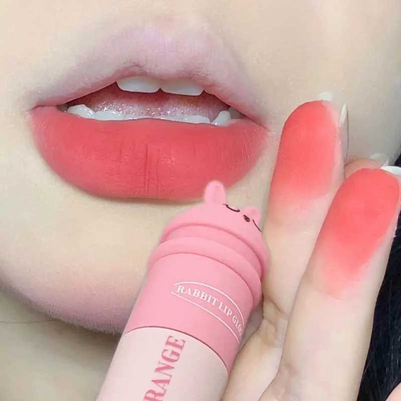 Cute Rabbit Matte Lip Mud Liquid Lipstick Waterproof Rose Lip Gloss Lasting Waterproof Smoky Nude Purple Lip Tint Korean Makeup XJ250623