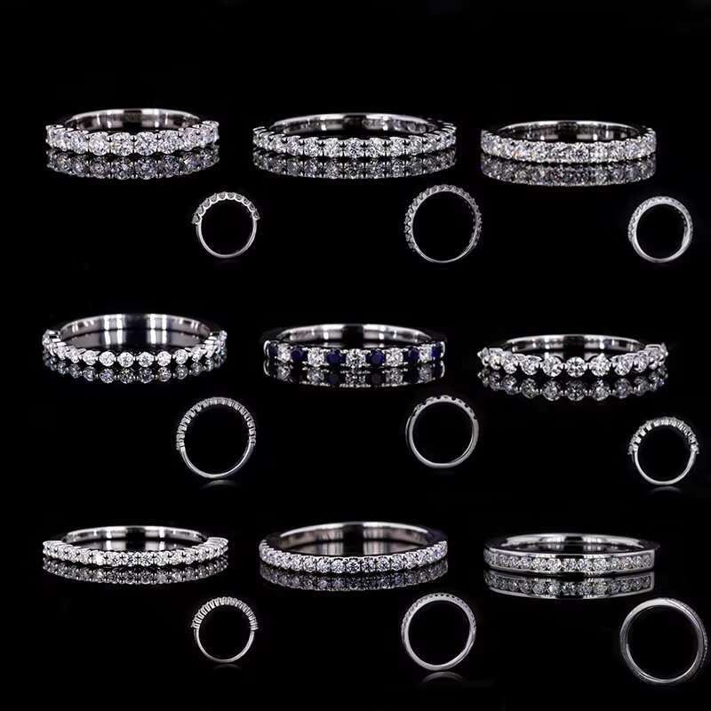 Starsgem Wholesale Custom Moissanite Gold Ring Mens Moissanite Ring Half Row Moissanite Diamond Ring