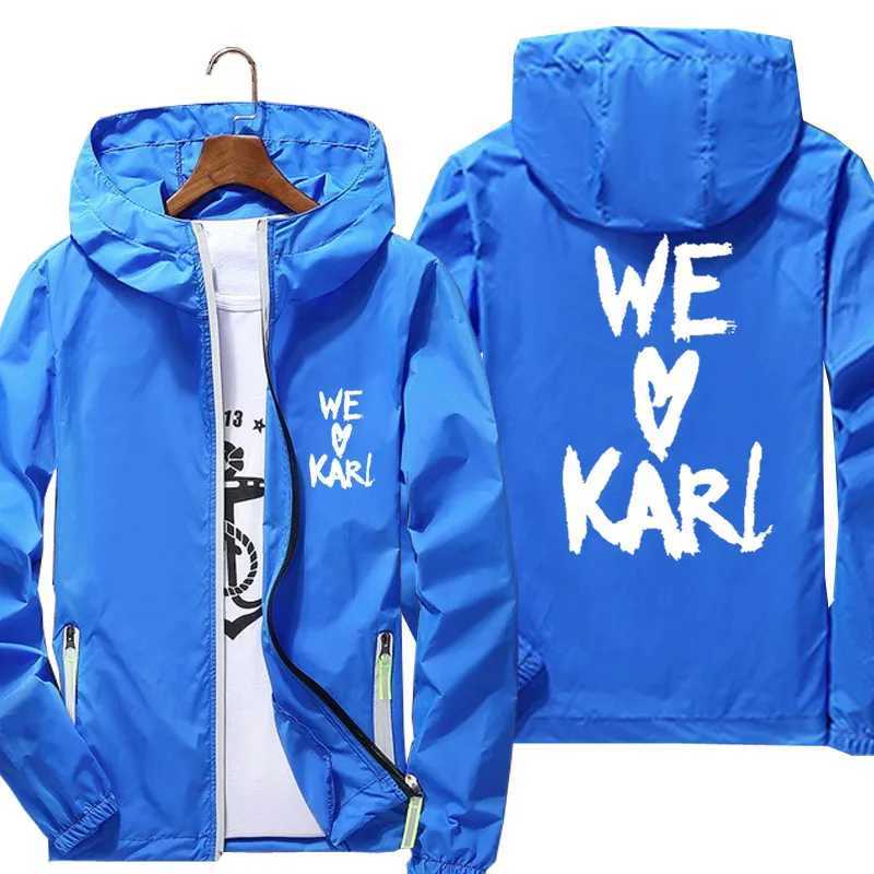 We Love Karls Hooded Mens Streetwear Jacket Thin Reflective Sunscreen Pilot Windbreaker Skin Sports Coat Oversized Mens T-shirt W250623