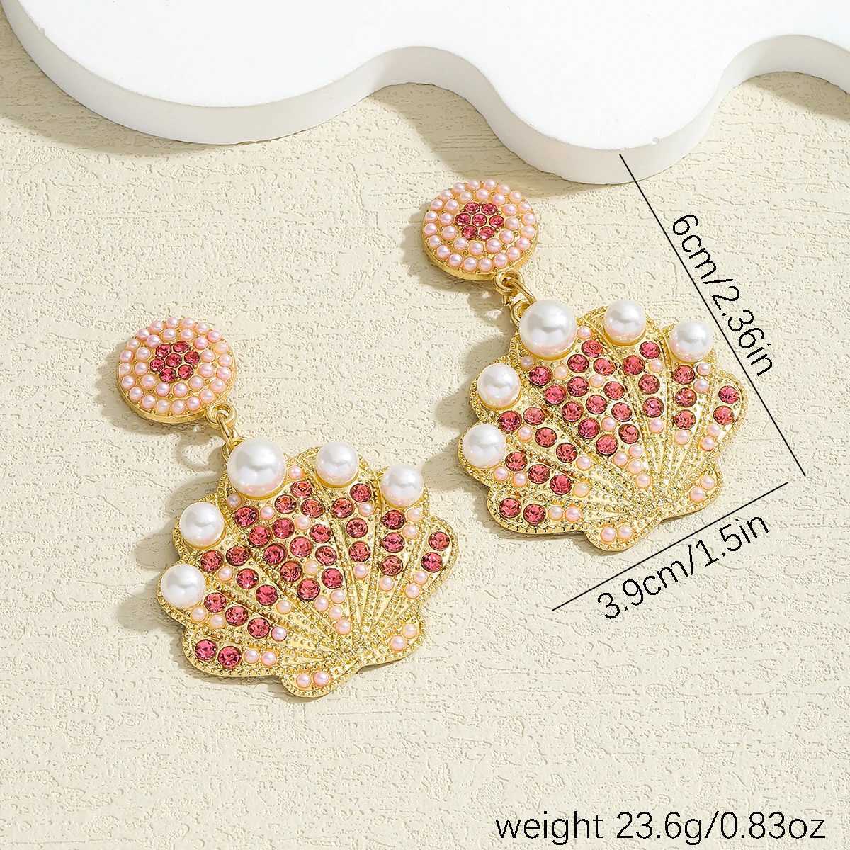 Vedas Bling Zircon Faux Pearl Shell Dangle Earrings For Women Exquisite Summer Beach Sea Animal Jewelry Banquet Accessory XJ250623