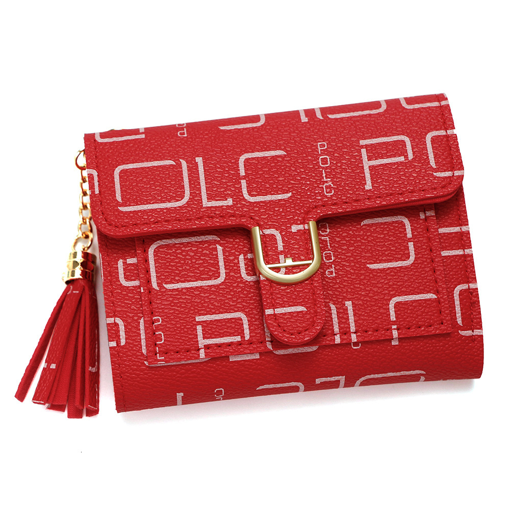 Free Shipping 2025 New Designer Bag Trendy Letter Print Women's Short Wallet Fashion Buckle Small Coin Purse ID Holder Women's Wallet Wholes