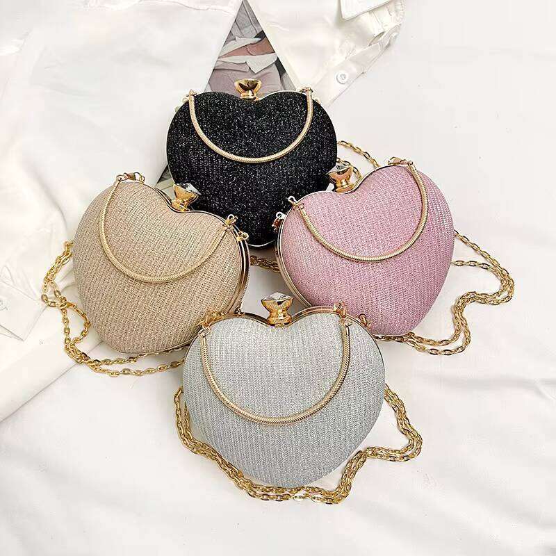 DHgadgets BESTELLA 2025 New Fashion Crossbody with Rhinestones Metal Portable Heart-shaped Shoulder Bag Geometric Pattern