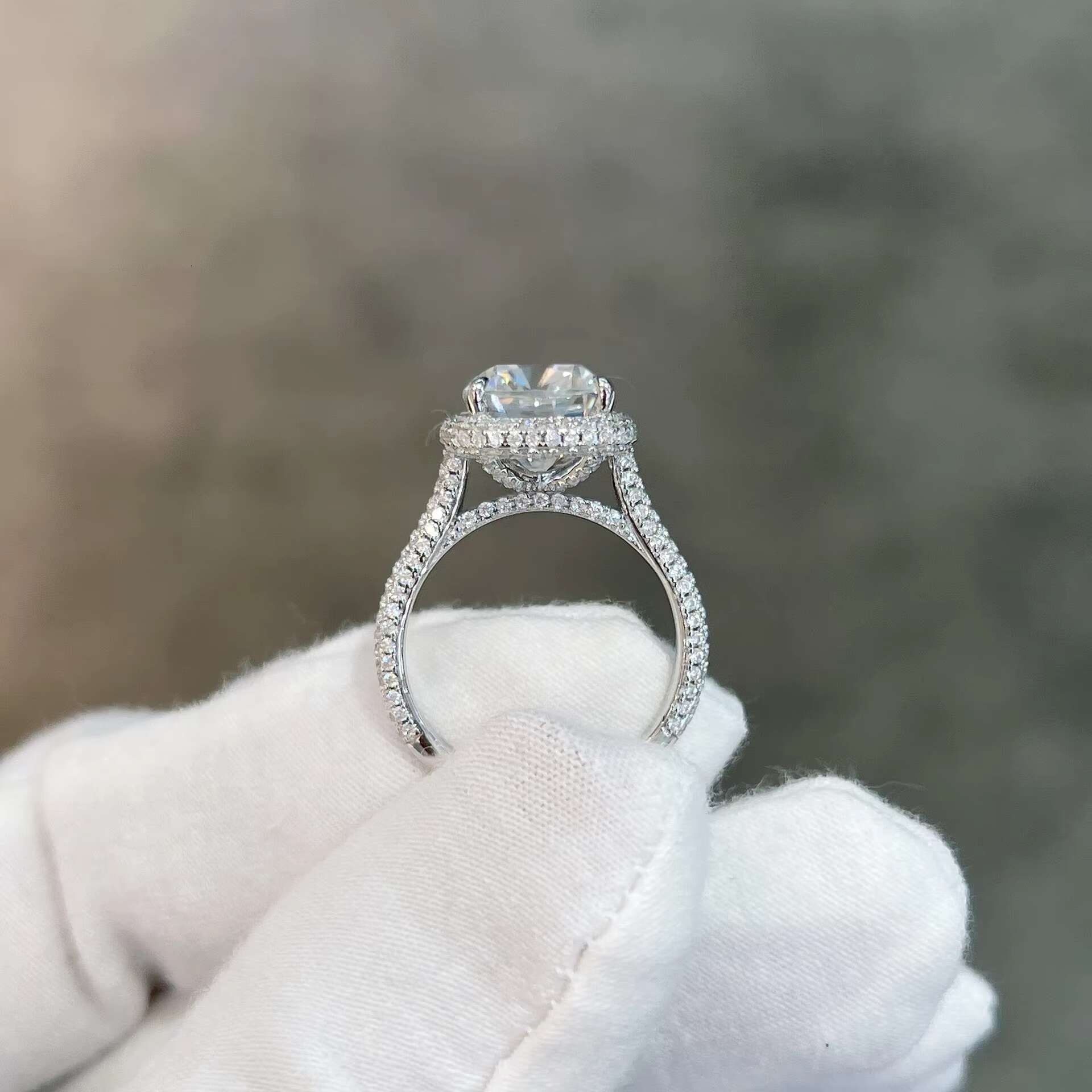 Ruizuan Big Rings Jewelry Women Moissanite 5ct Diamond Rings Women Engagement Luxury Elongated Cushion Cut Moissanite Ring S925