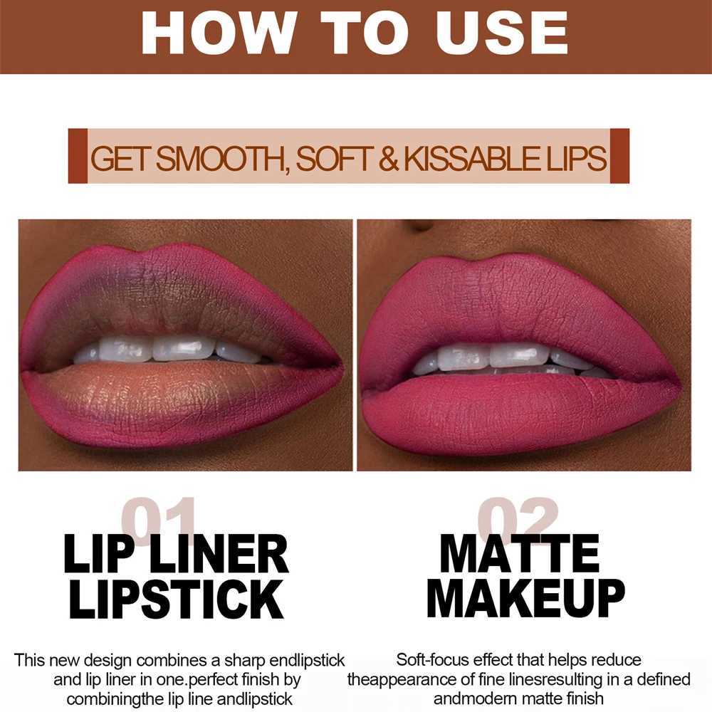 Dark Purple Waterproof Matte Lip Liner A Dual-purpose Durable Lipstick With Tapered Tip Easy To Outline No Smudge Lip Makeup XJ250623