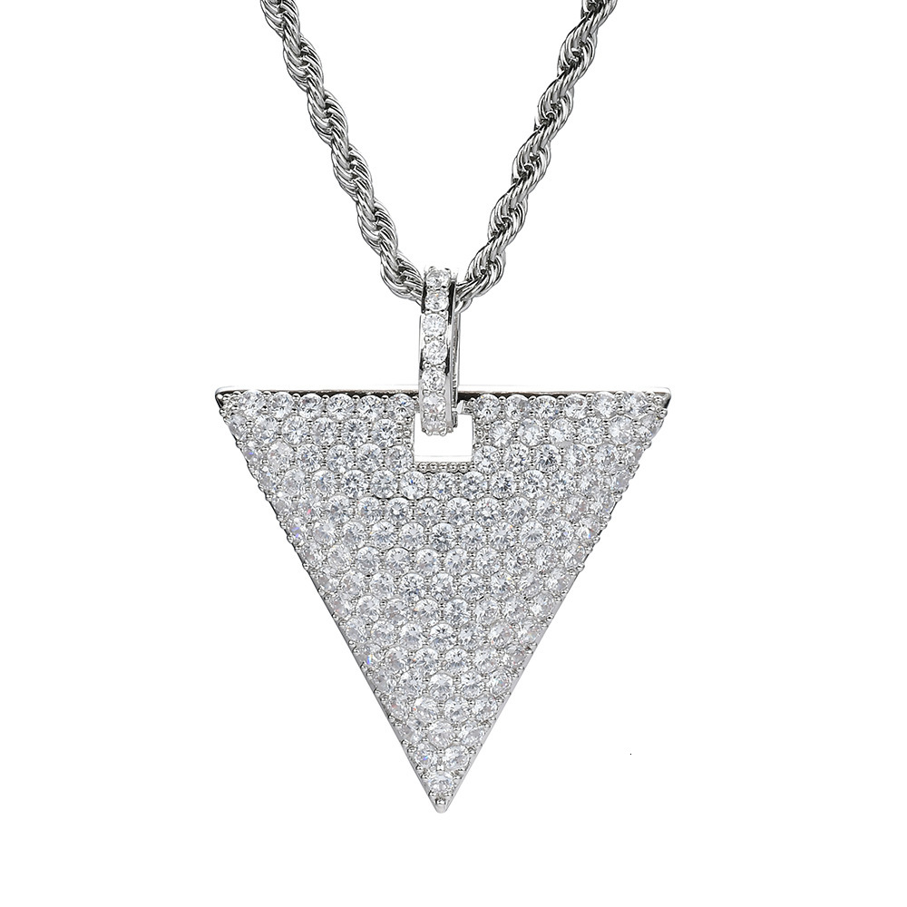 Hip Hop Men Triangle Diamond Inlaid Trendy Brand Geometric Moissanite Statement Pendant Pass the diamond tester