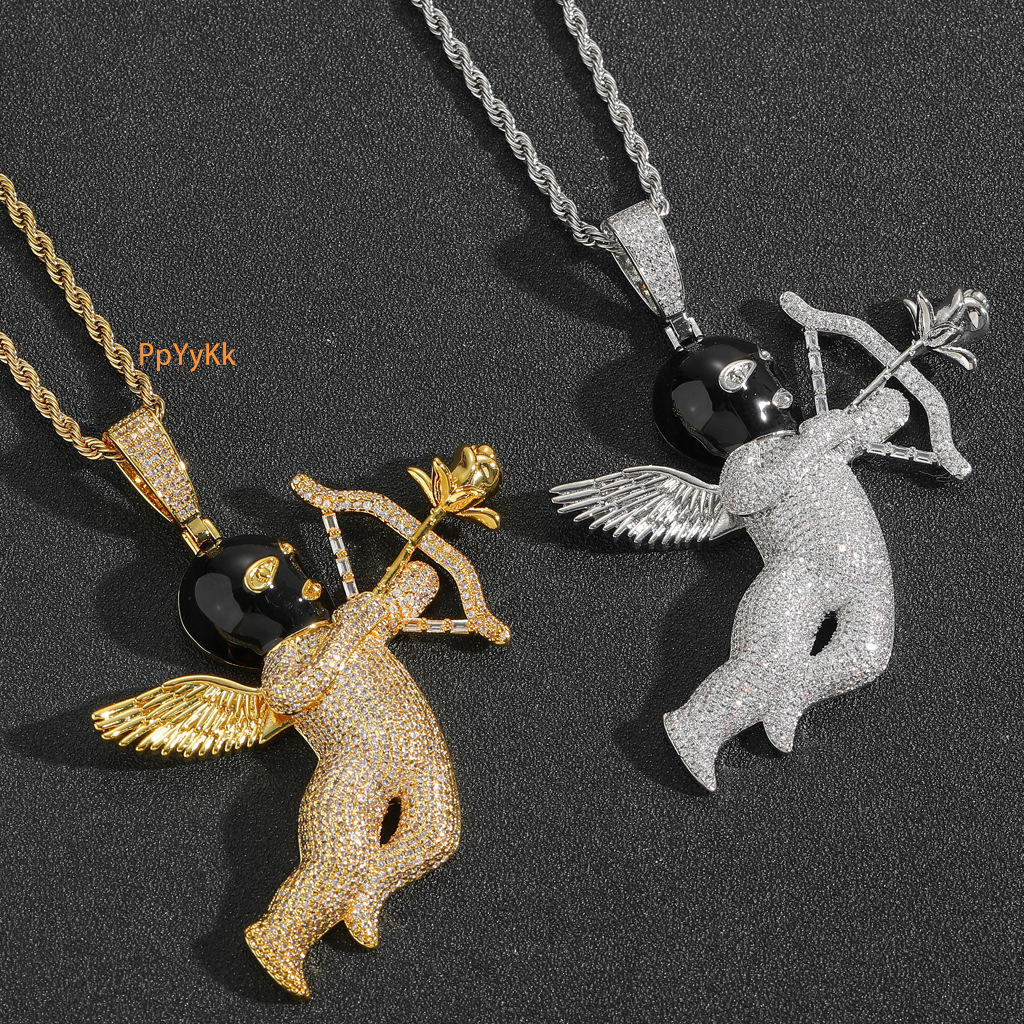 Luxury Moissanite Cupid Arrow Iced Out Bling Hip Hop Unisex Trendy Pendant Necklace Pass the diamond tester