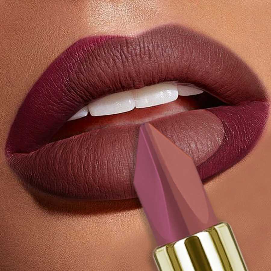 1PC Two-tone Velvet Nude Lipstick Sexy Rose Pink Pigments Waterproof Makeup Long-lasting Professional Cosmetics for women Lip GXJ250623