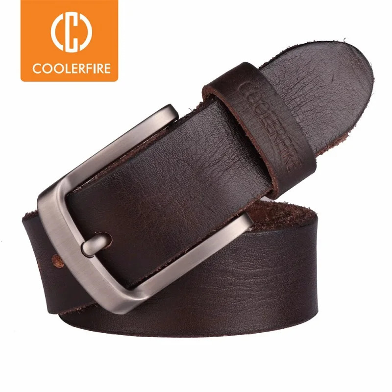 CCOOLERFIRE Men Belt Full Grain 100% Real Genuine Cowskin Top Layer Leather Soft Jeans Cowhide Belts For Men TM053 250618