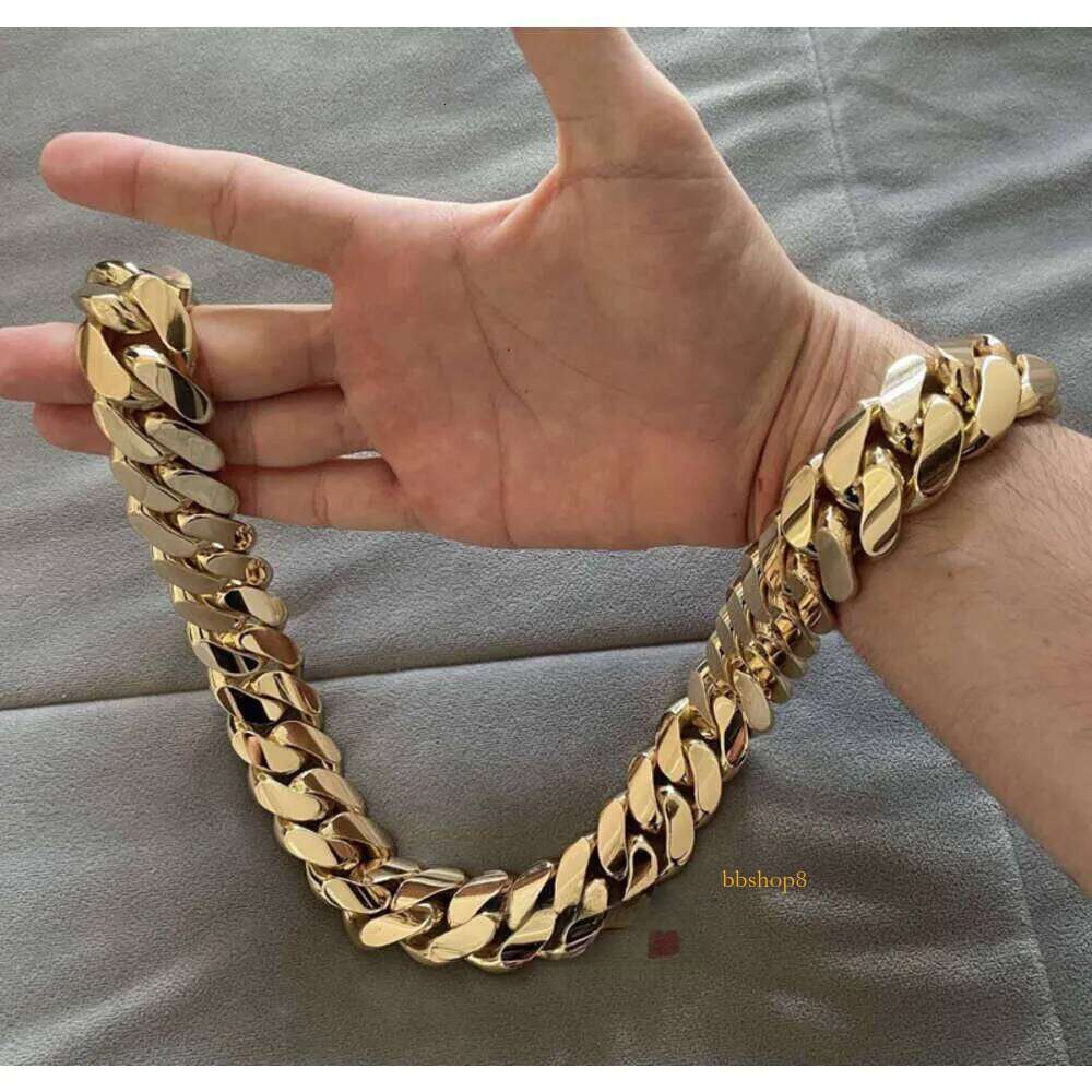 Hip Hop Jewelry Men Thick Miami Necklace 26mm 24 1kilo Gram 14k Gold Plated Plain Style 999 Sier Cuban Chain