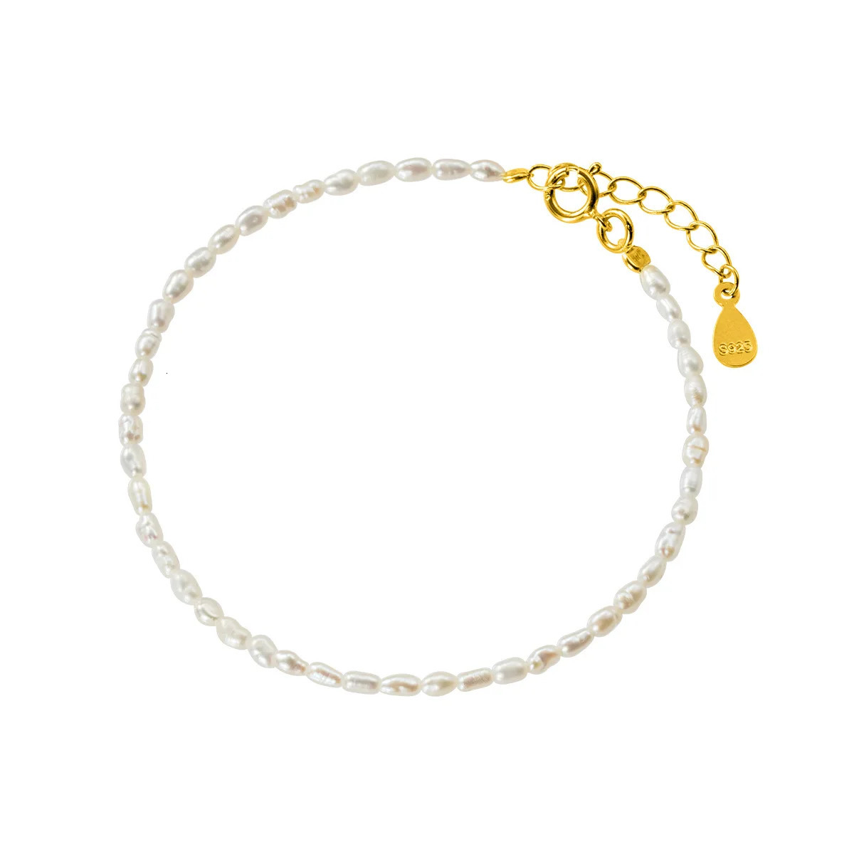 3-4mm Rice Shape Natural Freshwater Pearl Bracelet for Women 925 Sterling Silver Chain Bracelet Pearl Jewlery Gift250616