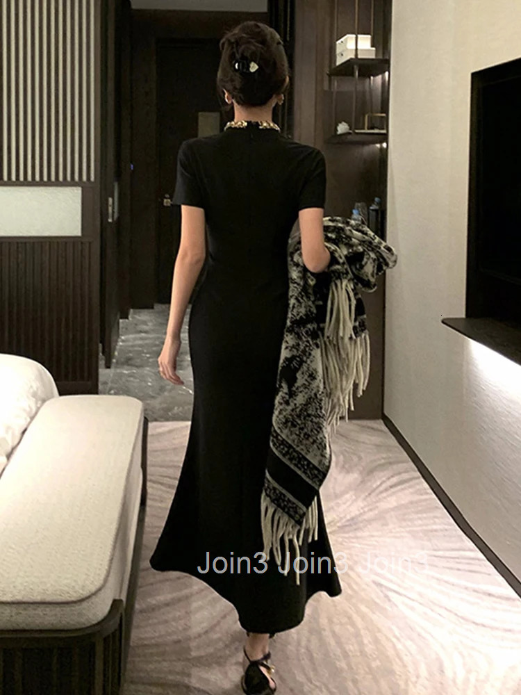 Women Clothes Black Sexy O-Neck Slim Maxi Long Dress Elegant Luxury Fashion Party Prom Vestidos Robe Fashion Formal Occasion New