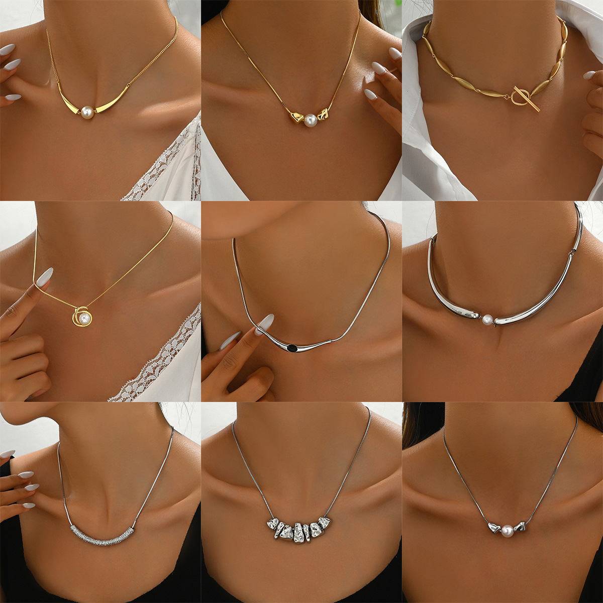 New Style Women's Necklace Personality Electroplated Beaded Long Clavicle Chain Design