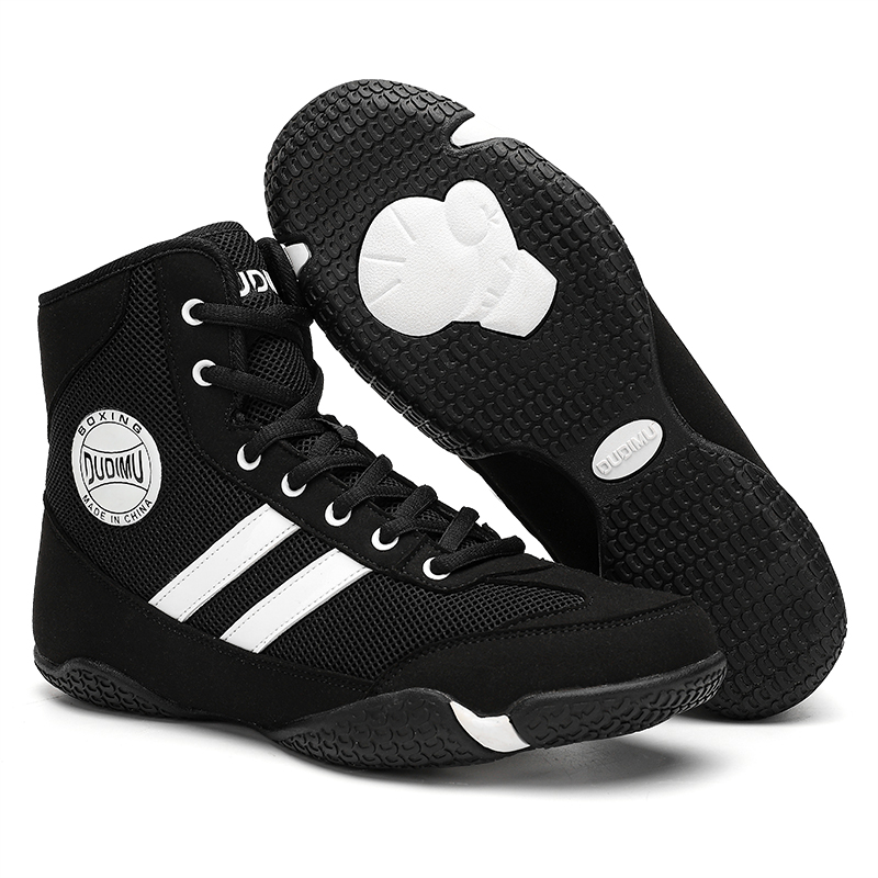 Men's Professional Boxing Training Shoes, Women's Free Kickboxing Shoes, Non-Slip Indoor Gym High-Top Fighting, Sanda & Wrestling Shoes