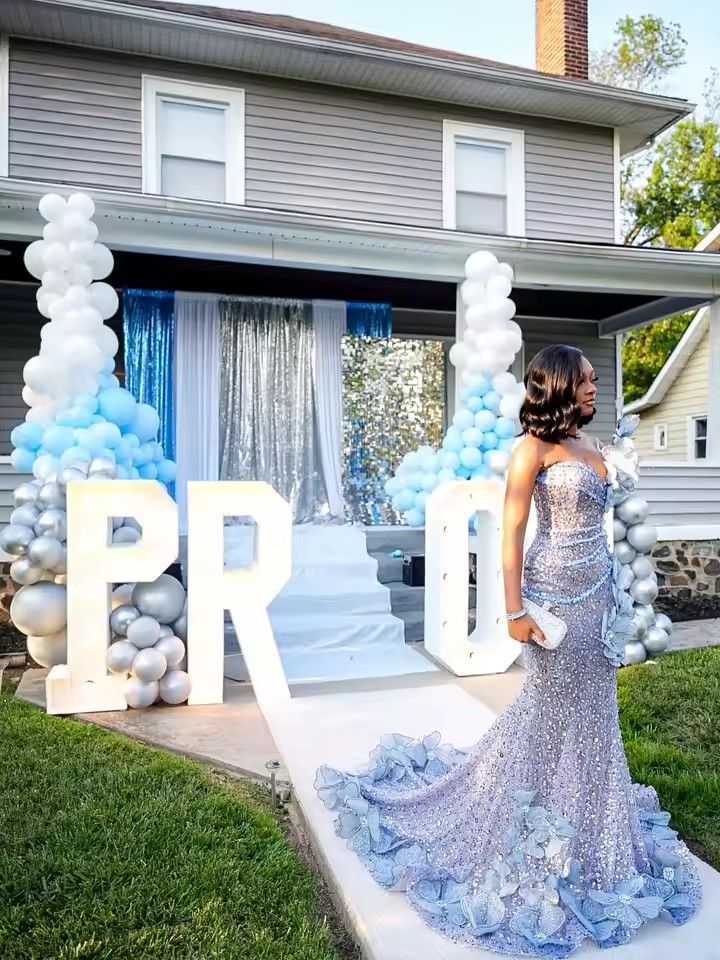 Luxurious Beading Mermaid Prom Dresses African Hand Flowerswith 3D Floral Glitter Crystals Formal Evening Occasion Gowns