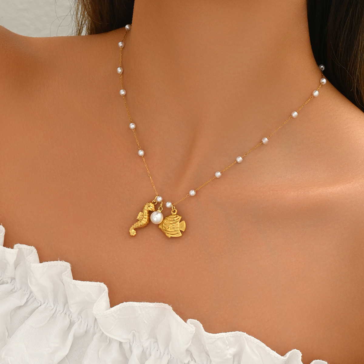 New Fashion Jewelry Ocean Style Women's Necklace Seahorse Design Choker