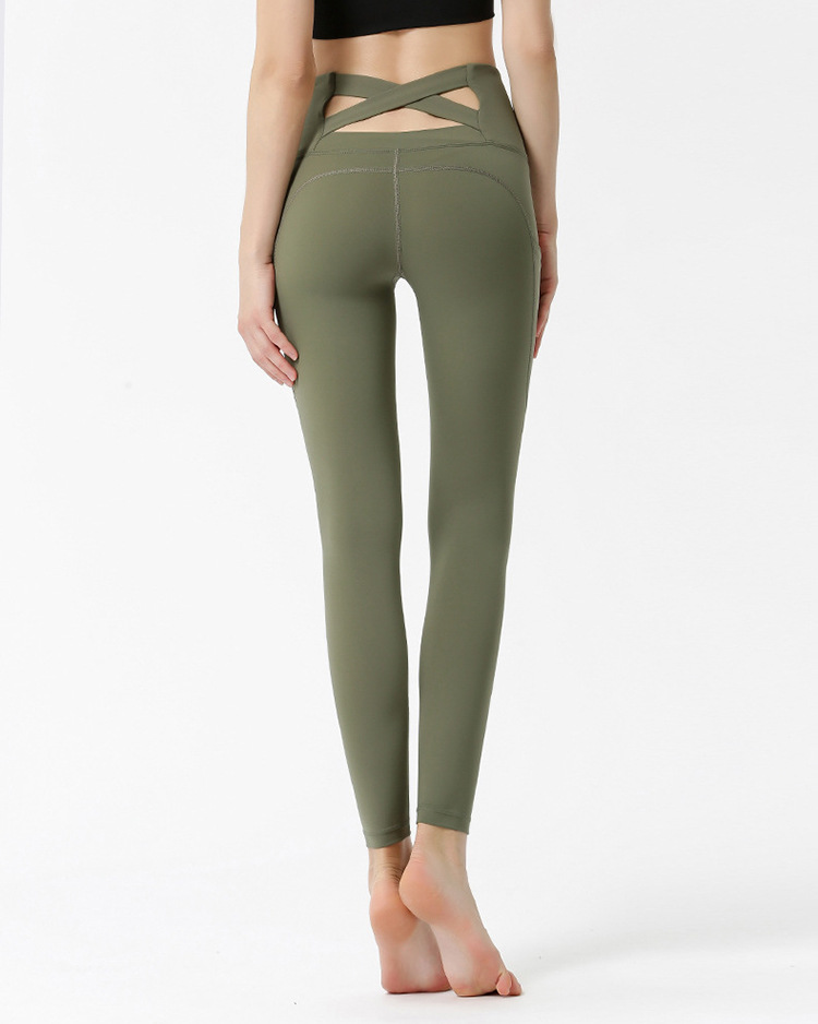 New solid color beautiful back high waist hip lift slim yoga pants running sports fitness leggings