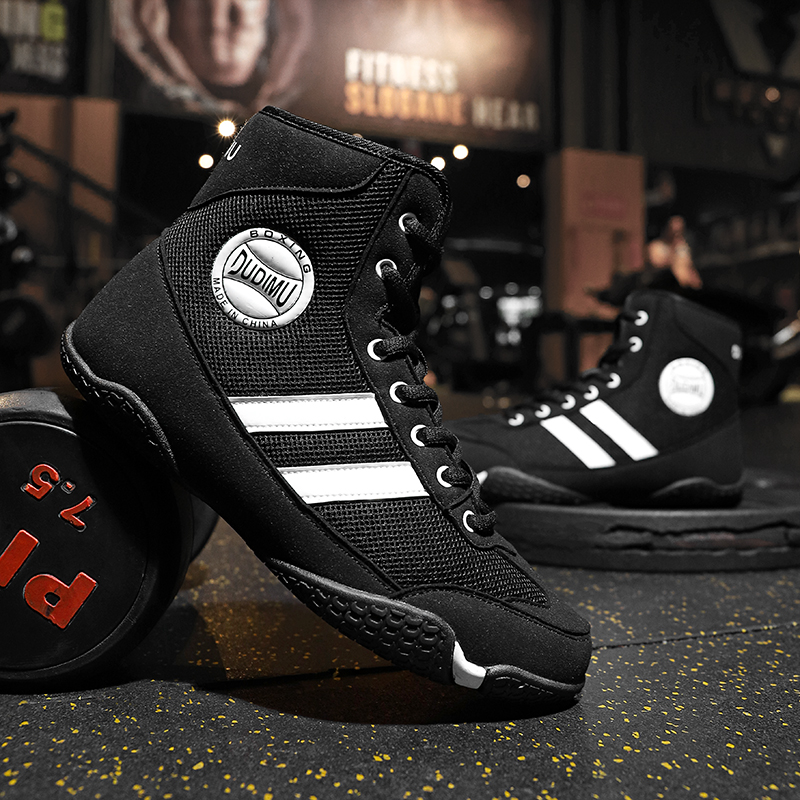 Men's Professional Boxing Training Shoes, Women's Free Kickboxing Shoes, Non-Slip Indoor Gym High-Top Fighting, Sanda & Wrestling Shoes