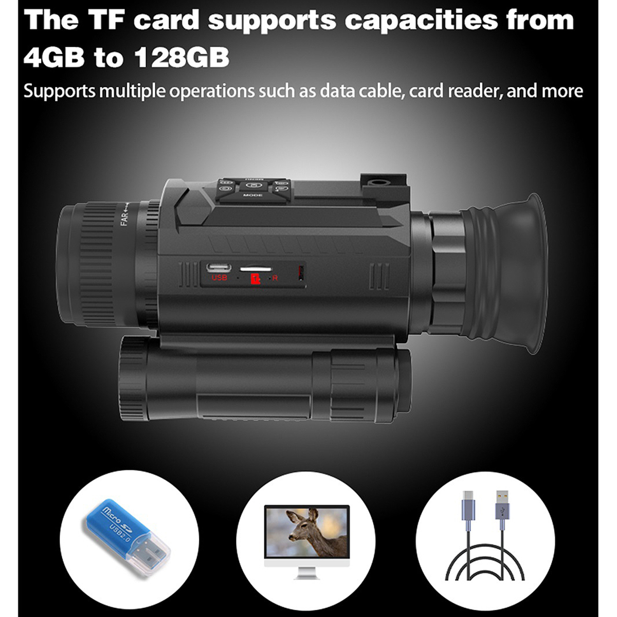 Professional Tactical Monocular Telescope Camera 40MP 4K UHD Digital Infrared Night Vision Monoculars for Hunting