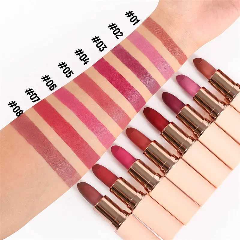 Handaiyan 8 Colors Matte Waterproof Velvet Nude Lipstick Sexy Red Brown Pigments Makeup Long Lasting Lipgloss Professional XJ250623