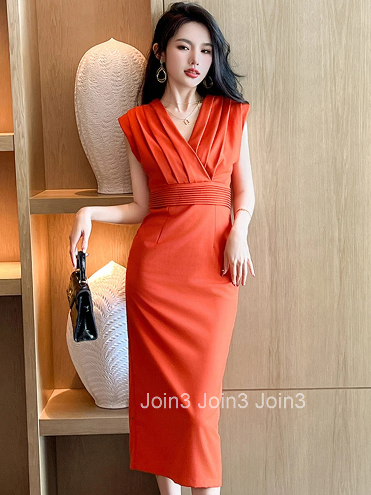 New Fashion Summer Formal Occasion Long Pencil Dress Women Ladies Clothes Elegant Office Sleeveless Slim Midi Mujer Robe Vestido