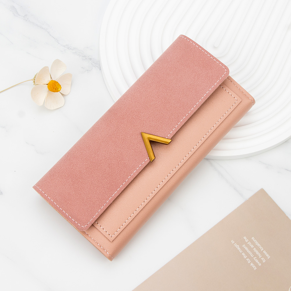 Free Shipping 2025 New Designer Bag New Korean Style Women's Wallet Long V-shaped Buckle Wallet Women's Clutch Coin Card Holder