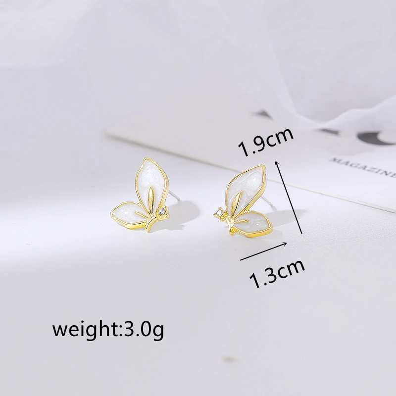 New Fashion Enamel Butterfly Stud Earrings Women Personality Beautiful Golden Rimmed Crystal Butterflies Earrings Jewelry Gift XJ250623