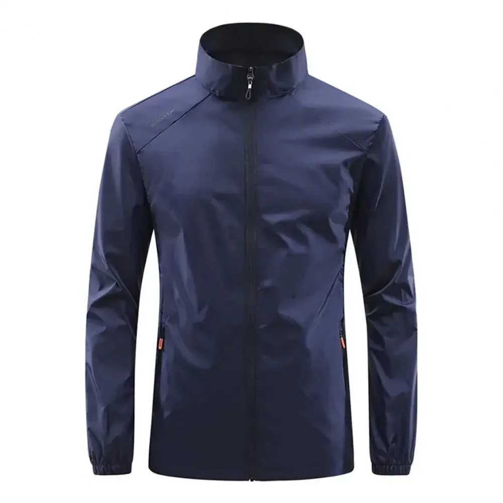 New Running Jacket Ultra Light Mens Summer Casual Zipper Placket Soft Skin Windbreaker Street Motorcycle Fishing Sunscreen Suit W250623