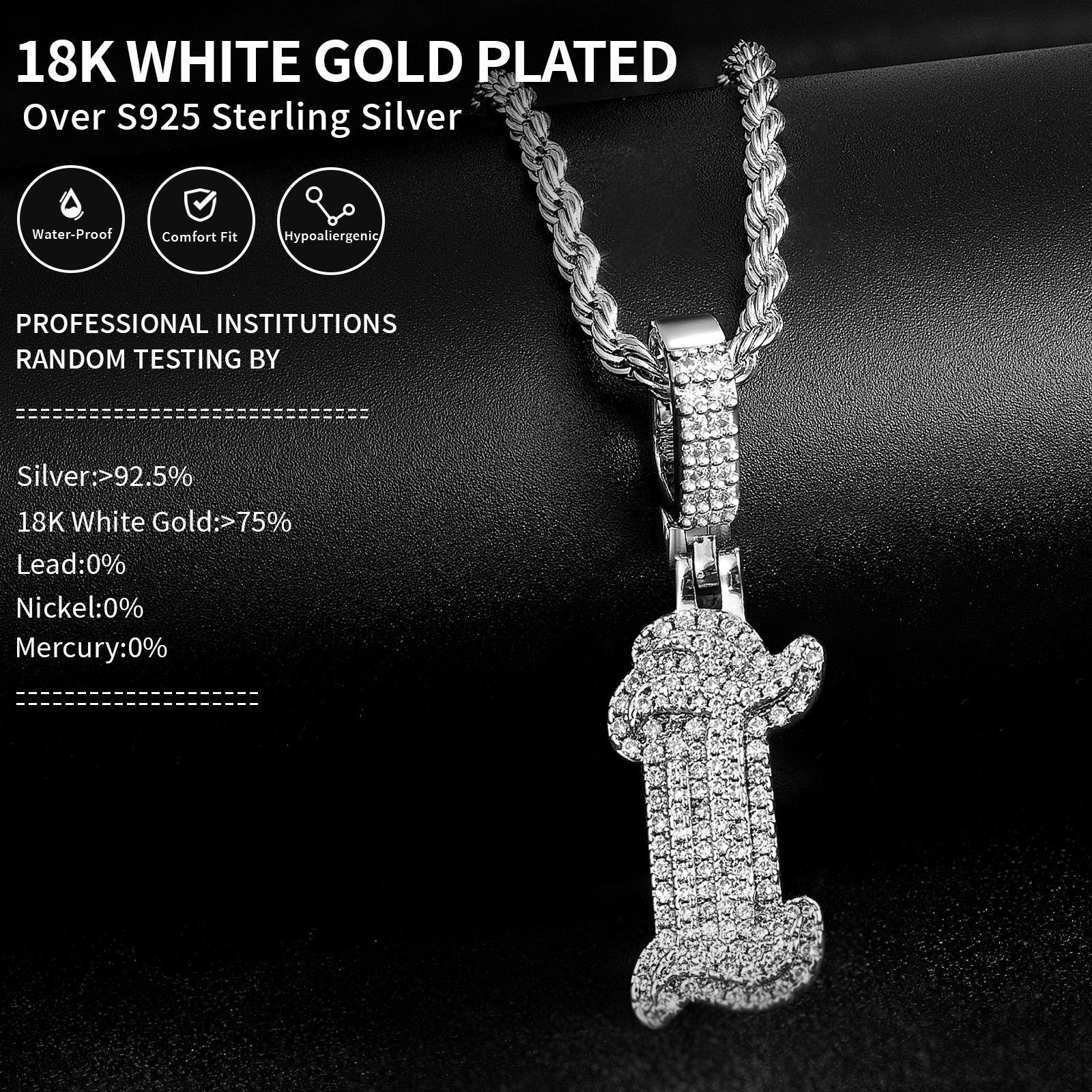 Luxury Moissanite Diamond Inlaid Alphabet Pendant Necklace 26 English Letters Elegant Fashion Statement Jewelry Pass the diamond tester
