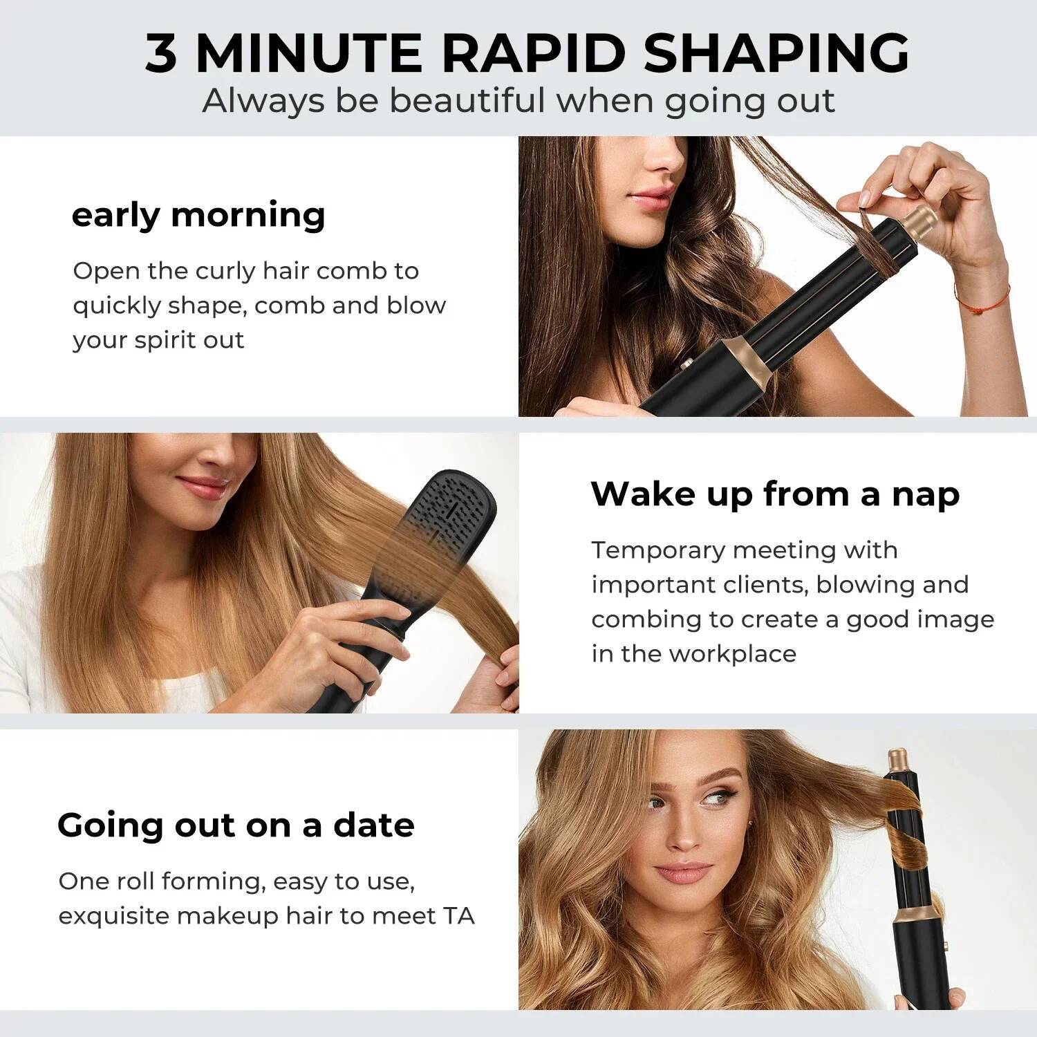 6 In1 Dryer Curling Iron Straightener Brush Electric Hairdryer Folding Styling Comb Multi Styler Hair Care