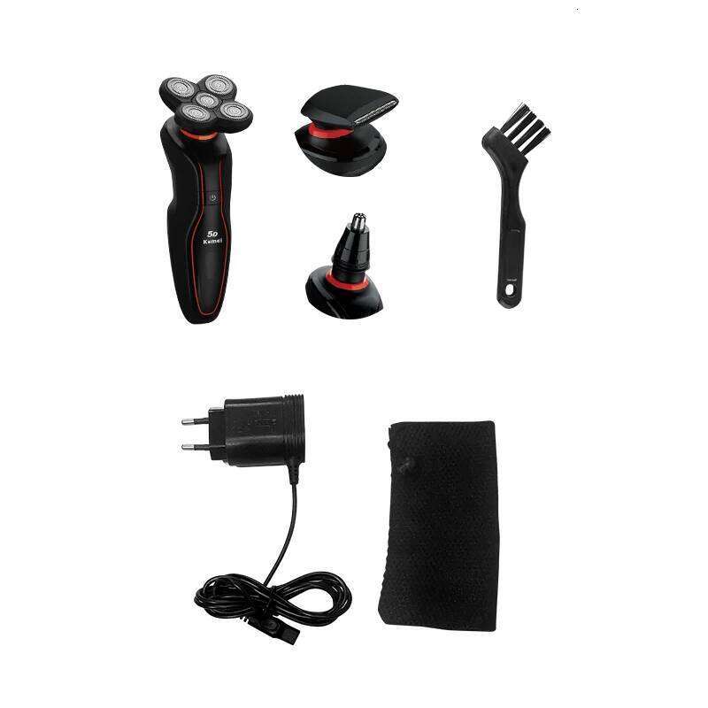 Kemei Mens Electric Razor Rechargeable Rotary Shavers Floating Shaving 5 Blades Bald Head Gifts For Husband Boyfriend