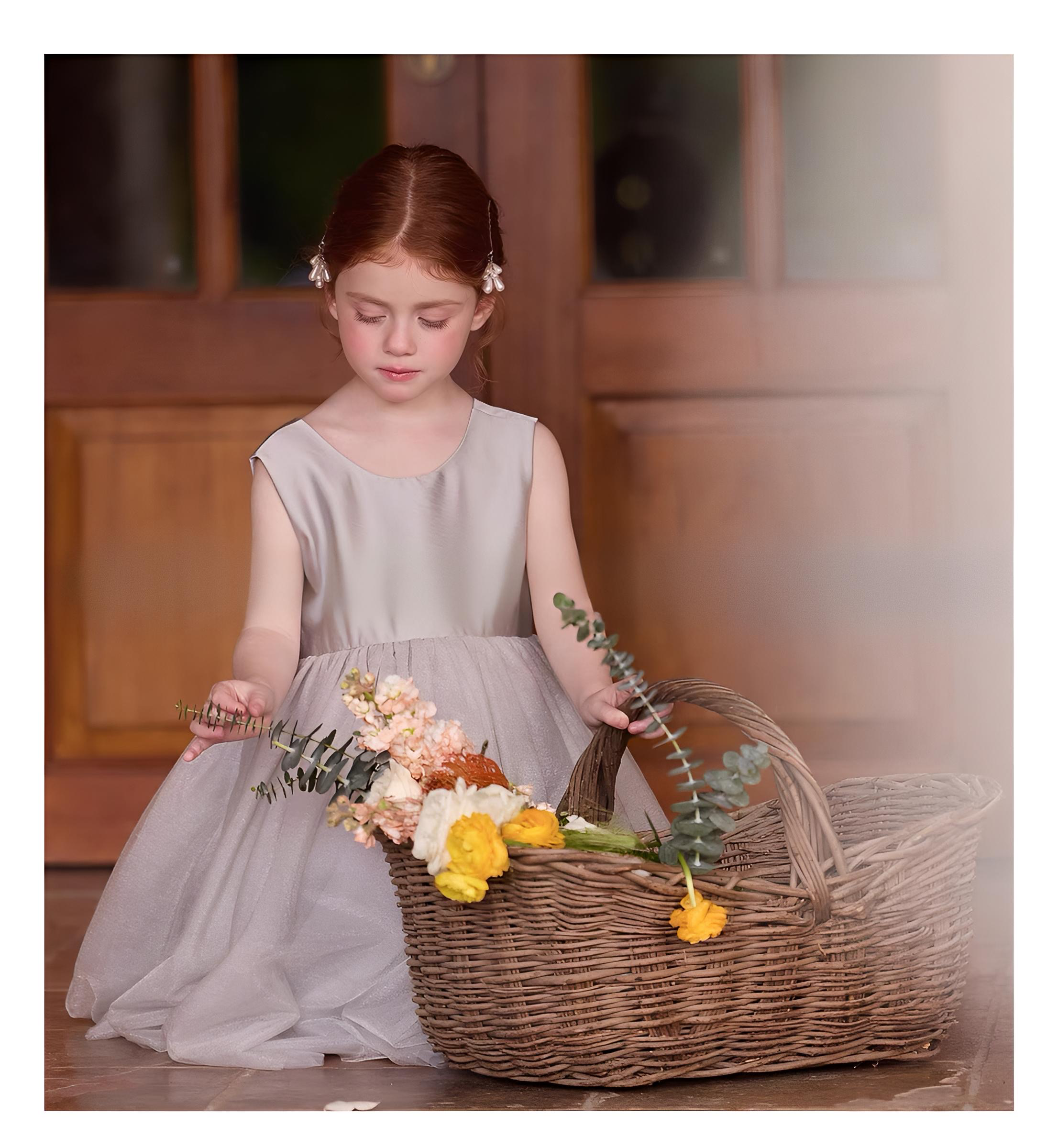 Girls' simple dress casual dress fluffy gauze dress vest princess dress