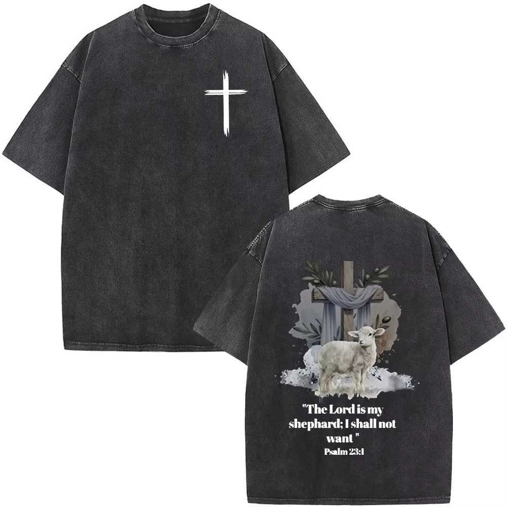 Christian Jesus Faith Over Fear Bible Verse Washed T-shirt Men Women Vintage Oversized Top Harajuku Cotton T-shirt Casual X250623