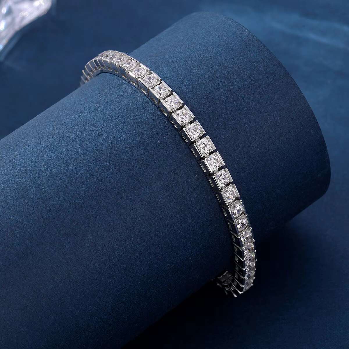 Hip Hop Tennis Diamond Bracelet 925 Silver Moissanite Womens Bracelet with GRA Certificate 3mm Fashion Mens Tennis Chain