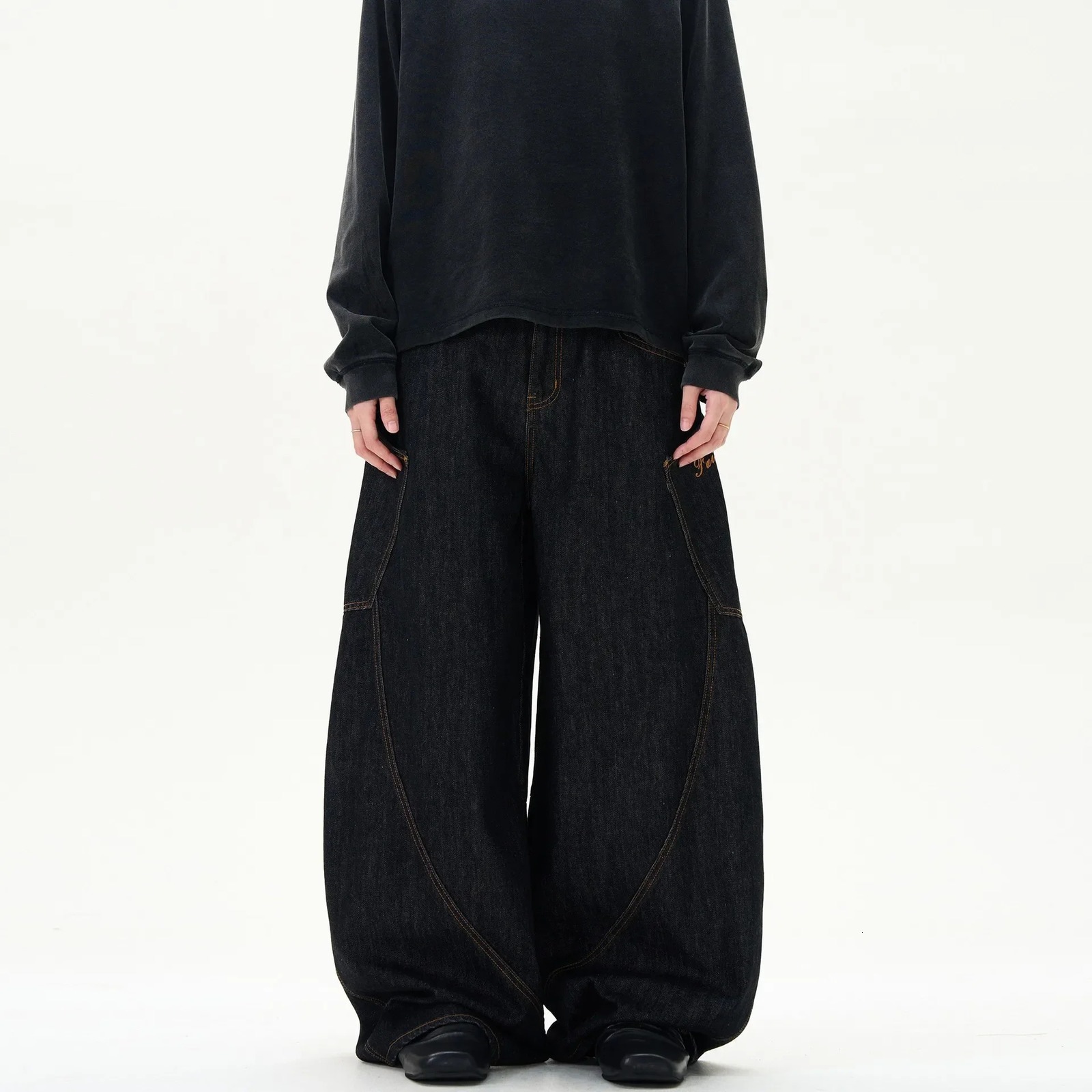 American Retro Street n Loose Wide Leg Jeans Men Women High Waist Trousers Banana Pants Fashionable FloorLength Cuff 250616