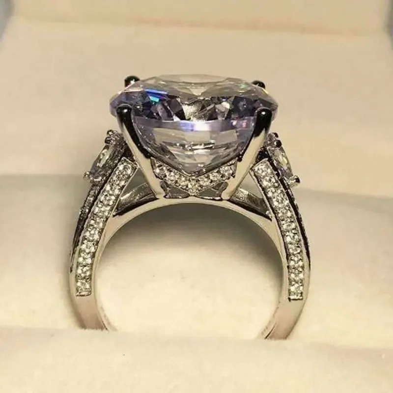 Big Round Cubic Zircon 4 Claw Setting Rings for Women Engagement Wedding Bands Modern Fashion Jewelry Size 6-10 Wholesale 688 250617