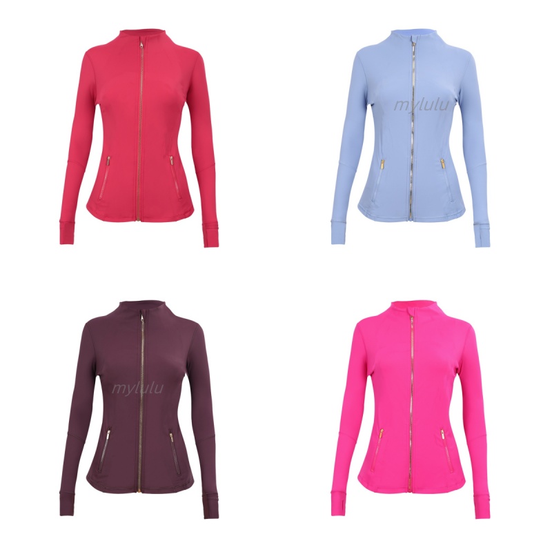 Womens Designer Yoga Cut Jacket Set Gold Zipper Nu Sportswear Slimming Zipper Thumbhole Running Fitness Jacket