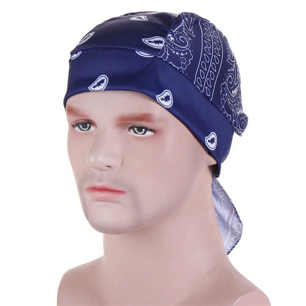 Unisex Men Print Women Bandana Durag Headwear Pirate Cap Wrap Hats Headband Du-Rag Cycling Bike Turban Outdoor Beanies Skullies M250623